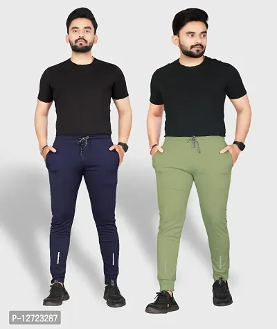 Classic Polyester Solid Track Pants for Men, Pack of 2-thumb2