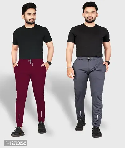 Classic Polyester Solid Track Pants for Men, Pack of 2-thumb3