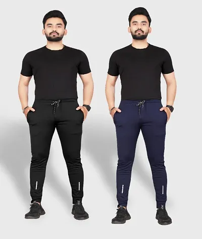 Combo Mens Relaxed Lycra Track Pants / Regular Fit Jogger / Sport Wear Lower /Perfect Gym Pants /Stretchable Running Trousers /Nightwear and Daily Use Slim Fit Track Pants with Zipper with Both Size