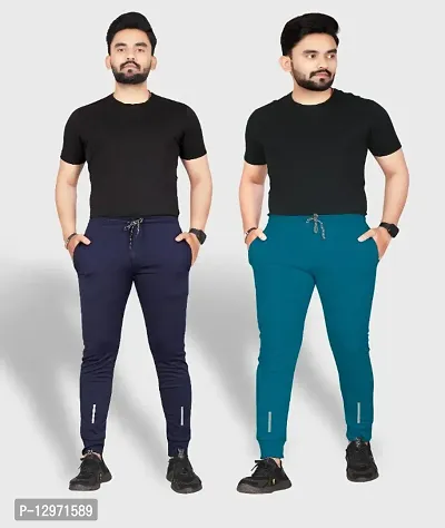 Classic Polyester Solid Track Pants for Men, Pack of 2