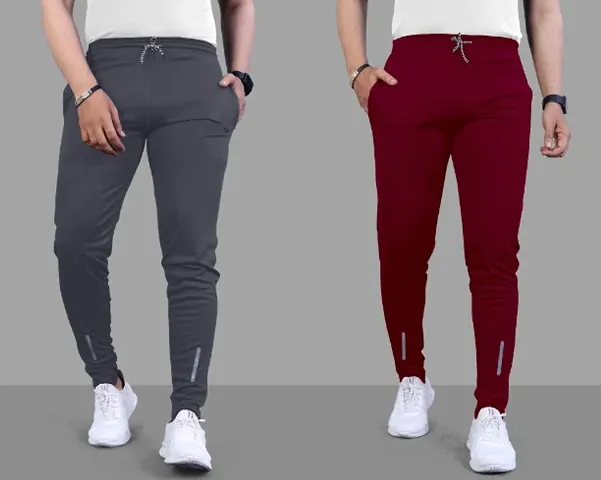 Suzaro Combo Mens Relaxed Lycra Track Pants / Regular Fit Jogger / Sport Wear Lower /Perfect Gym Pants /Stretchable Running Trousers /Nightwear and Daily Use Slim Fit Track Pants with Zipper with Bot