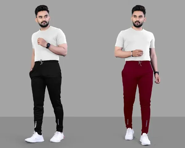 Comfortable Polyester Regular Track Pants For Men 