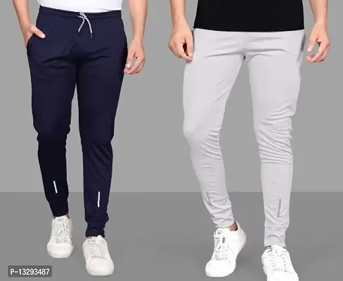 Grey Polyester Regular Track Pants For Men