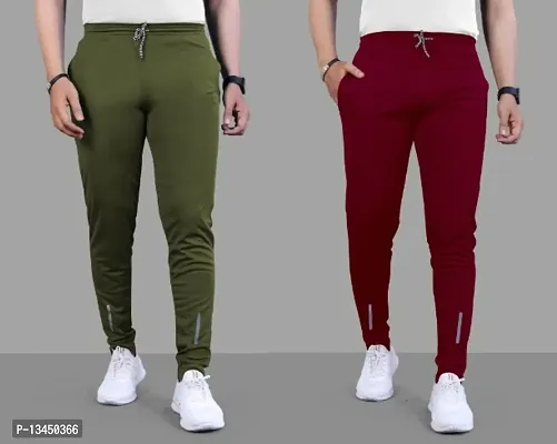 Multicoloured Polyester Regular Track Pants For Men