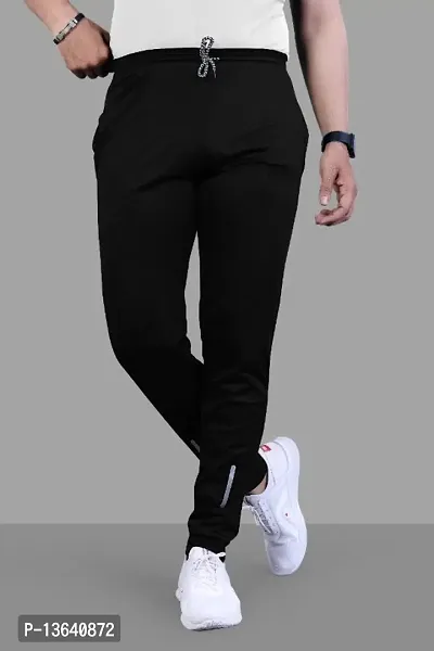 Classic Polyester Solid Track Pants for Men-thumb0