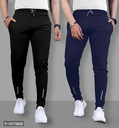 Classic Polyester Solid Track Pants for Men, Pack of 2