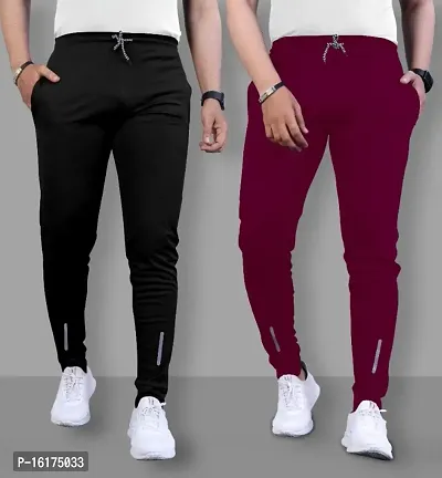 Classic Polyester Solid Track Pants for Men, Pack of 2-thumb0