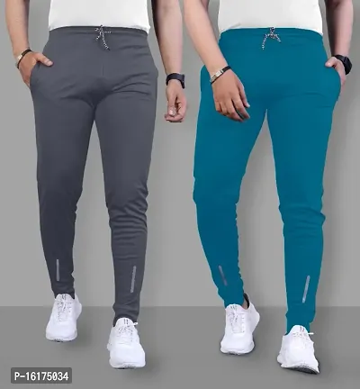 Classic Polyester Solid Track Pants for Men, Pack of 2-thumb0