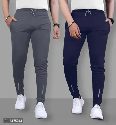 Classic Polyester Solid Track Pants for Men, Pack of 2