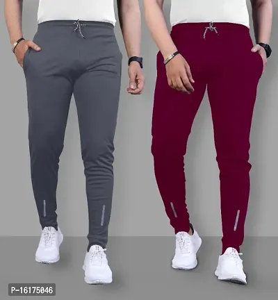 Classic Polyester Solid Track Pants for Men, Pack of 2