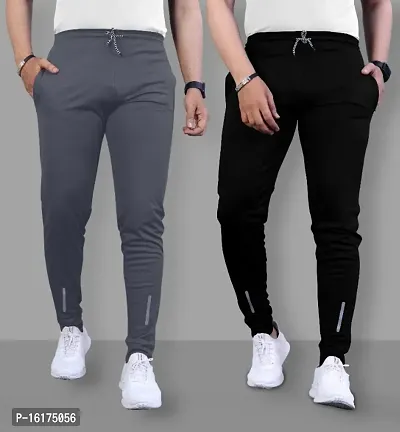 Classic Polyester Solid Track Pants for Men, Pack of 2-thumb0