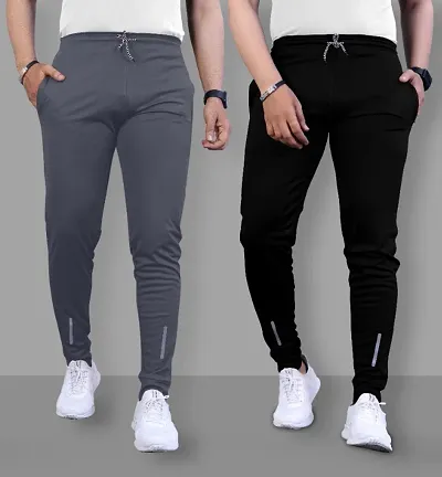 Suzaro Combo Mens Relaxed Lycra Track Pants / Regular Fit Jogger / Sport Wear Lower /Perfect Gym Pants /Stretchable Running Trousers /Nightwear and Daily Use Slim Fit Track Pants with Zipper with Bot