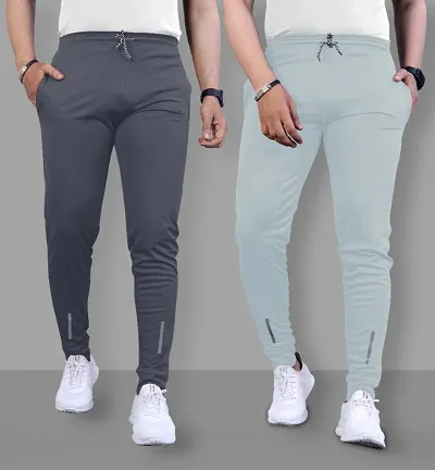 Classic Polyester Solid Track Pants For Men, Pack Of 2