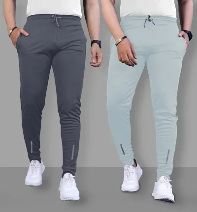 Mens Cotton Solid Slim Fit Track Pants Combo Pack of 2