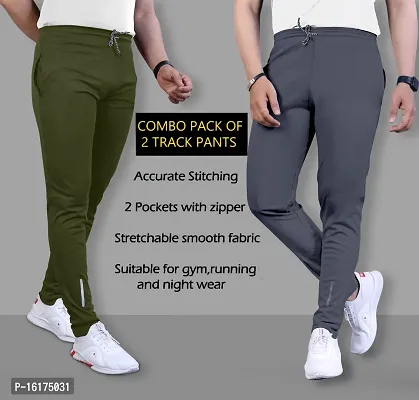 Classic Polyester Solid Track Pants for Men, Pack of 2-thumb3