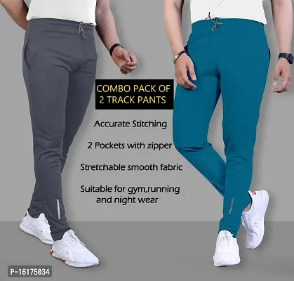 Classic Polyester Solid Track Pants for Men, Pack of 2-thumb3