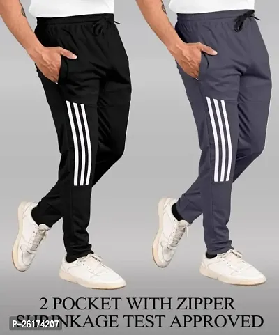 solid men black and grey color combo track pants for men | men track pants | track pants