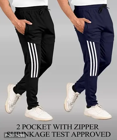 solid men black and blue color combo track pants for men | track pants for men | track pants