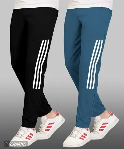 Classic Polyester Spandex Solid Track Pants for Men, Pack of 2