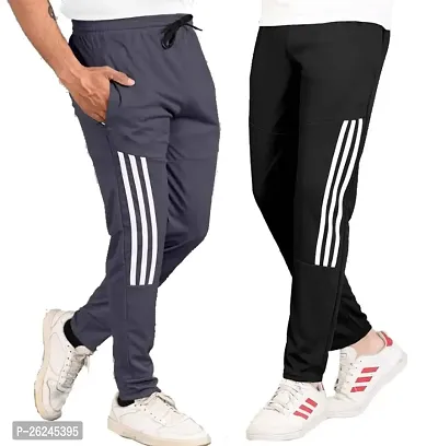 Solid men black and grey color combo track pants for men | men track pants | track pants-thumb0