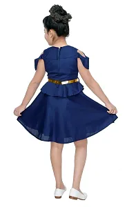 Kids Solid Navy Blue Polyester Frocks For Girls-thumb2