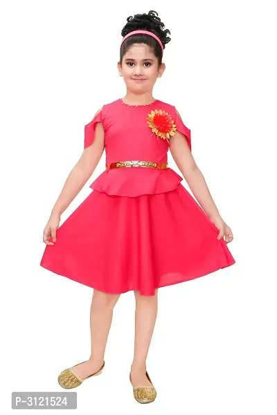 Kids Solid Red Polyester Frocks