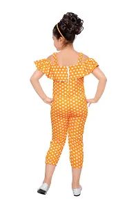 Stylish Polycotton Yellow Polka Dot Printed Shoulder Strap Jumpsuit For Girls-thumb2