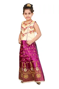 Stylish Art Silk Pink Embroidered Sleeveless Lehenga Choli Set-thumb1