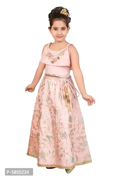 Stylish Art Silk Pink Embroidered Sleeveless Lehenga Choli Set-thumb2