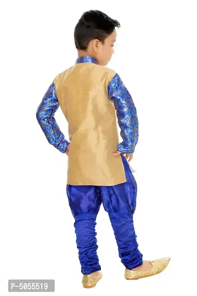 Stylish Art Silk Blue Solid Kurta With Churidar Payjama Set For Boys-thumb3