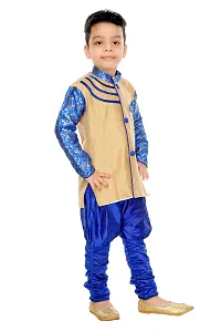 Stylish Art Silk Blue Solid Kurta With Churidar Payjama Set For Boys-thumb1