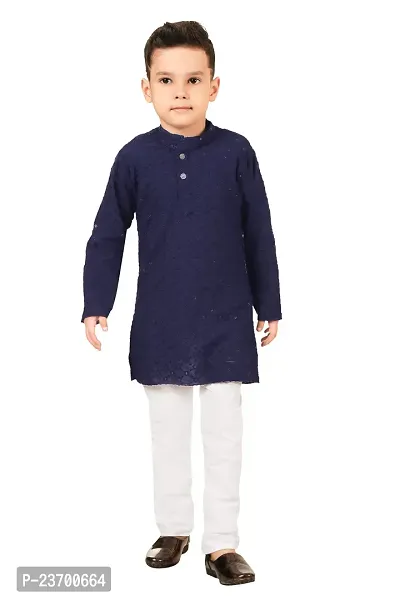 Stylish chikankari kurta pyjama set for boys-thumb0