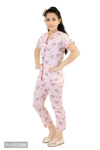 Burbn Girls Printed Cotton Nightsuit set-thumb4