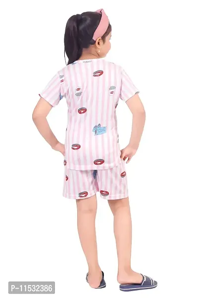 Burbn Girls Printed Cotton Nightsuit set-thumb2