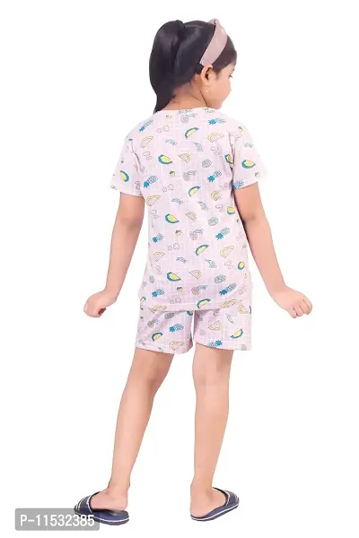 Burbn Girls Printed Cotton Nightsuit set-thumb3