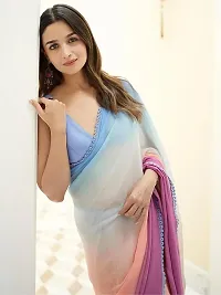 Women's  Alia Bhatt Multi Color Saree With Unstitched Blouse Piece(Color-Multi Color)-thumb3