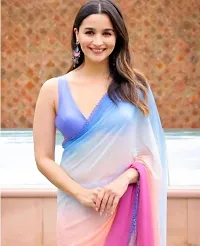 Women's  Alia Bhatt Multi Color Saree With Unstitched Blouse Piece(Color-Multi Color)-thumb2