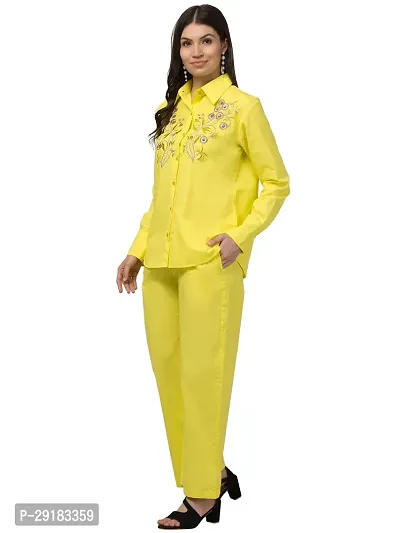 Stylish Yellow Cotton Embroidered Co-Ords Sets For Women-thumb4