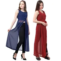 Stylish Multicoloured Georgette Dress For Women Pack Of 2-thumb1