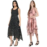 Stylish Multicoloured Georgette Dress For Women Pack Of 2-thumb2