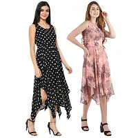 Stylish Multicoloured Georgette Dress For Women Pack Of 2-thumb1