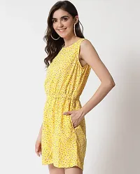 Stylish Yellow Crepe Floral Print Sleeveless Summer Short Jumpsuit For Women-thumb1