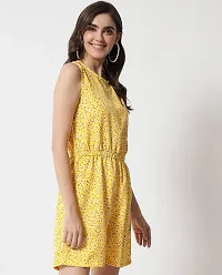 Stylish Yellow Crepe Floral Print Sleeveless Summer Short Jumpsuit For Women-thumb2