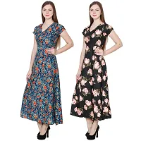 Stylish Multicoloured Crepe Dress For Women Pack Of 2-thumb1