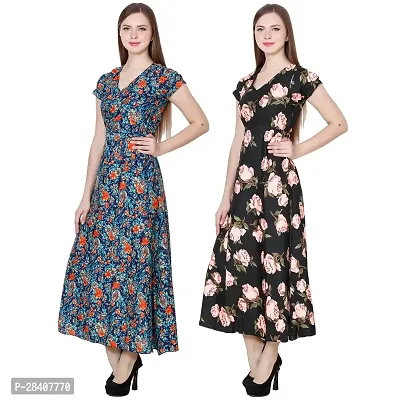 Stylish Multicoloured Crepe Dress For Women Pack Of 2-thumb2