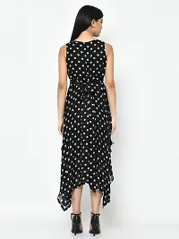 Stylish Black Georgette Polka Dot Print  Dress For Women-thumb4