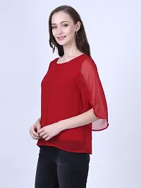 Stylish Maroon Georgette Solid Crop Top For Women-thumb1