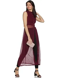 Stylish Maroon Georgette Solid  Dress For Women-thumb3