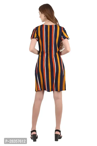 Stylish Multicoloured crepe Striped  Dress For Women-thumb4