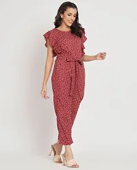 Stylish Maroon Crepe Printed Basic Jumpsuit For Women-thumb3